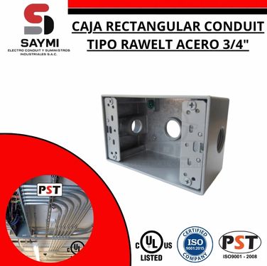 CAJA RECTANGULAR TIPO RAWLET ACERO 3/4″