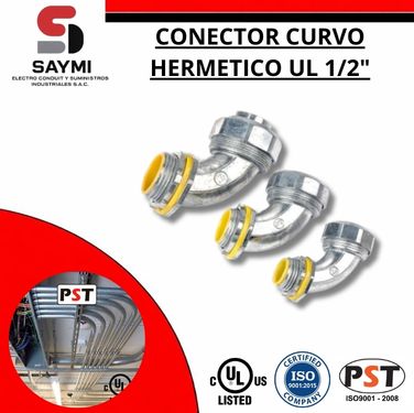 CONECTOR CURVO HERMETICO LIQUID TIGHT DE 90° 1/2″