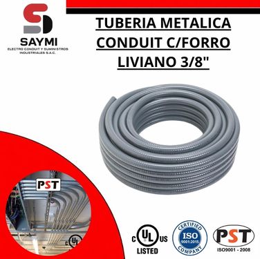TUBERIA METALICA CONDUIT C/ FORRO LIVIANO 3/8″ X 12MM
