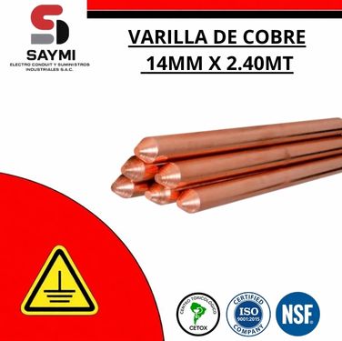 VARILLA DE COBRE 14MM X 2.40MT