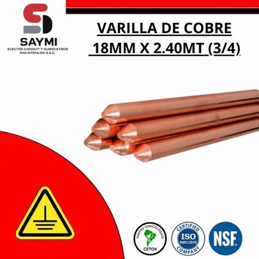 VARILLA DE COBRE 18MM X 2.40MT (3/4)